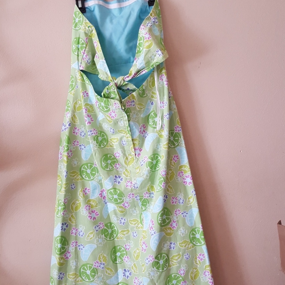 Strapless Lime Green Floral Maxi Dress - Picture 3 of 8
